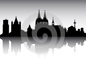 Panoramic Silhouette Skyline of Cologne Germany