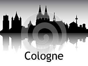 Panoramic Silhouette Skyline of Cologne Germany