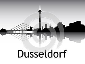 Panoramic Silhouette Skyline of Dusseldorf Germany