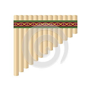 Vector illustration of a panpipe isolated on white background