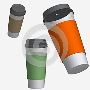 Vector illustration of a paper cup rotated in 3D space