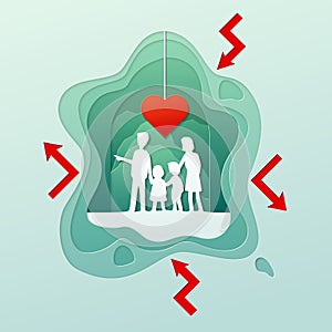 Vector illustration with paper cut style, Family protection relationship