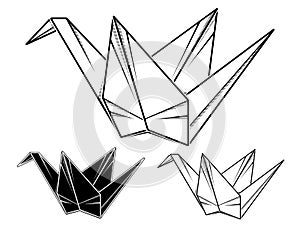 Vector illustration paper origami of crane.