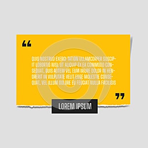 Vector illustration of paper sheet with profound yellow paper quote attached to white wall photo