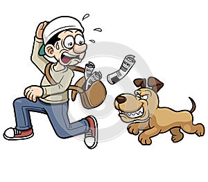 Paperboy running a dog