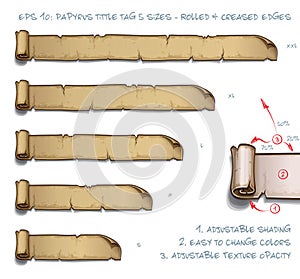 Papyrus Tittle Tag Five Sizes - Rolled and Creased Edges