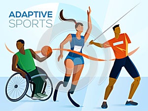 Vector illustration of Paralympic athletes in different types of sports