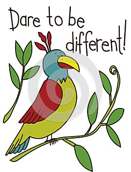 Vector illustration of a parrot with wording
