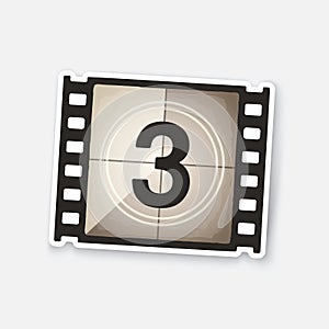 Vector illustration. Part of film strip with countdown timer. Retro frame of filmstrip. Symbol of the film industry