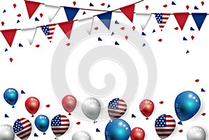 Vector illustration party American flag and balloons design