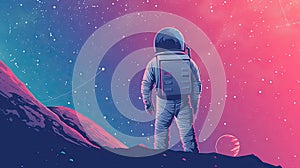 Vector illustration pastel color of space Astronauts and galaxy background