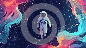 Vector illustration pastel color of space Astronauts and galaxy background