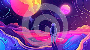 Vector illustration pastel color of space Astronauts and galaxy background