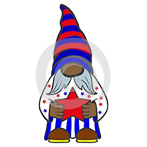 Vector illustration of the patriot dwarf of America in July for a festive design. America's Independence Day is July 4