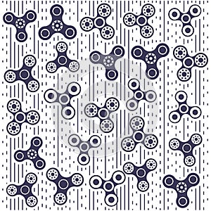 Vector illustration of pattern of different black fidget spinner