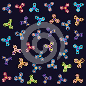 Vector illustration of pattern of different color fidget spinner