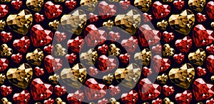 Vector illustration pattern gems stones heart shape colour