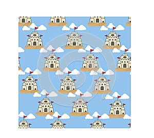 vector Illustration of Pattern Palace on Beach, Summer Time Theme,