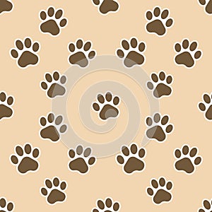 Vector illustration of paw print. Seamless pattern. Vector. photo
