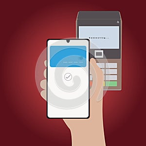 Vector illustration of paywave payment to avoid touching any surface thus reducing spread of the COVID-19.