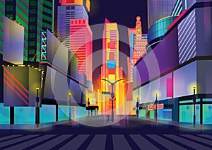 Vector illustration of pedestrians crossing road at Times Square, New York photo