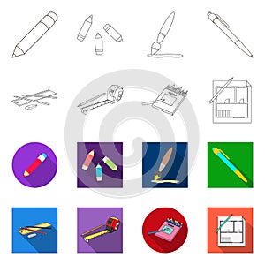 Vector illustration of pencil and sharpen logo. Collection of pencil and color vector icon for stock.