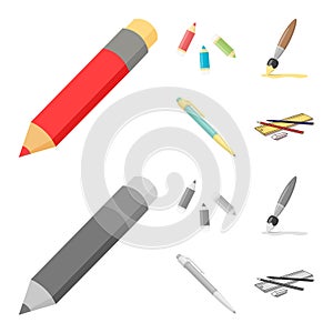 Vector illustration of pencil and sharpen logo. Set of pencil and color stock symbol for web.