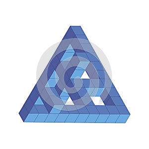 Vector illustration of the Penrose triangle, blue cube