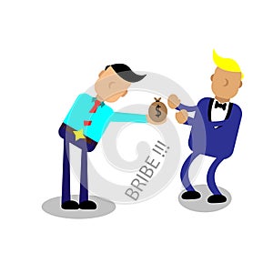 Vector illustration of a person being bribed.