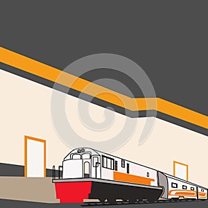 vector illustration Perspective view of a platform at a train station.