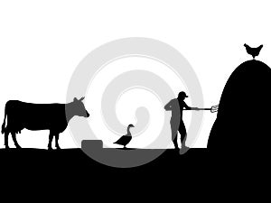 Vector illustration of a pet, farmer, cattleman