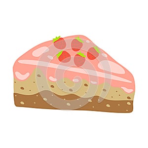 Vector illustration of a piece of cake with strawberries