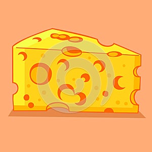 Vector illustration of a piece of cheese that looks delicious