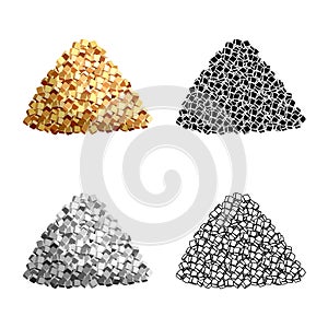 Vector illustration of piece and granulated icon. Collection of piece and jaggery vector icon for stock.