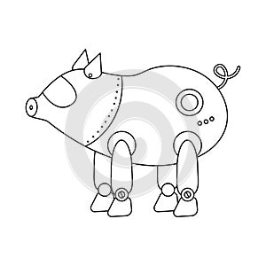 Vector illustration of pig and robotic logo. Collection of pig and cybernetics vector icon for stock.