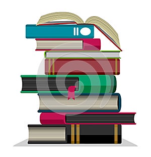 Vector illustration of piled books