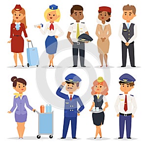 Vector Illustration pilots flight attendants.