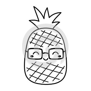 vector illustration of pineapple character in contouring