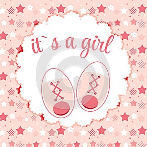 Vector Illustration of Pink Baby Shoes for Newborn