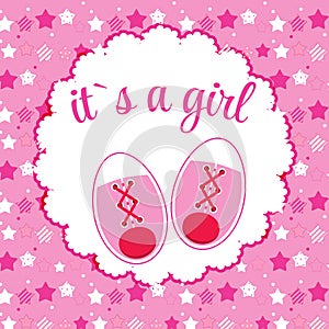 Vector Illustration of Pink Baby Shoes for Newborn