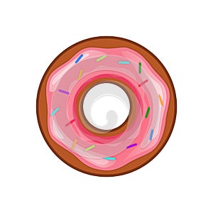 Vector illustration of pink doughnut