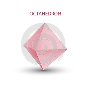 Vector illustration of a pink octahedron on a white background with a gradient for for game, icon, logo, mobile, ui, web