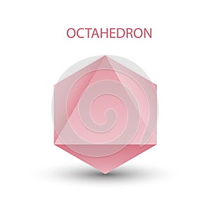 Vector illustration of a pink octahedron on a white background with a gradient for games, icons, packaging designs, logo