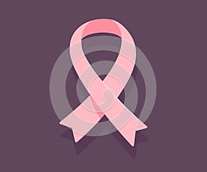 Vector illustration of pink ribbon, cancer awareness symbol on d