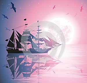 Vector Illustration of a pirate ship