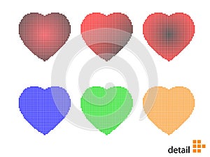 Vector illustration of pixel hearts