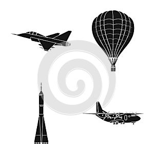 Vector design of plane and transport logo. Set of plane and sky stock vector illustration. photo