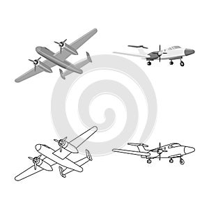 Vector illustration of plane and transport icon. Set of plane and sky stock symbol for web.
