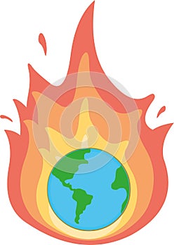 vector illustration planet earth flame fire global warming