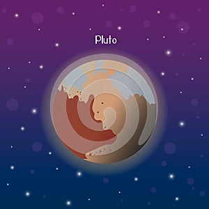 Vector illustration of the planet Pluto in space